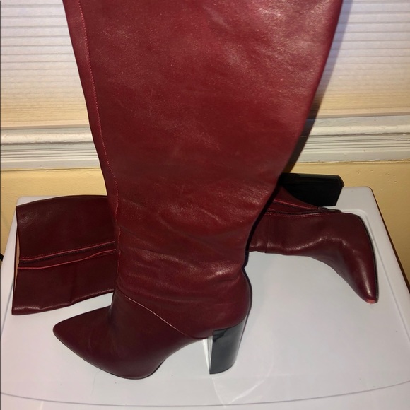 Renvy tall boots - Burgundy. Block heel pointy - Picture 5 of 7
